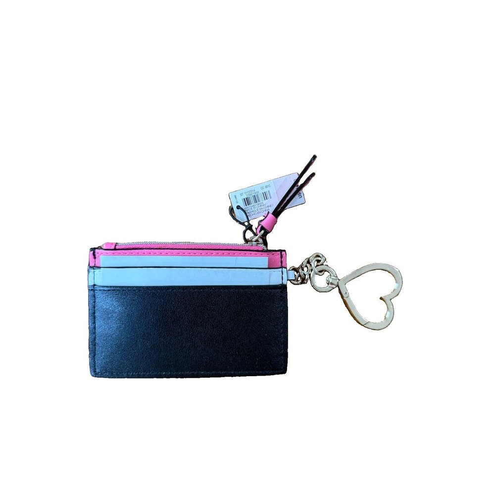 Victoria's Secret New York Card Holder Keychain Pink White Black with Studs - Picture 3 of 5